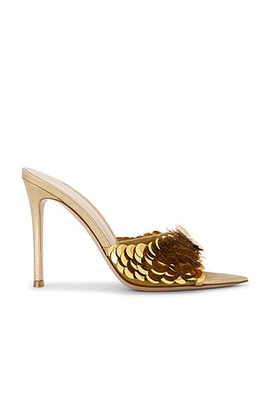 Gianvito Rossi Mule Sandal in Metallic Gold