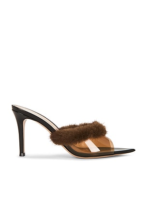 Gianvito Rossi Plexi Mule Sandal in Brown