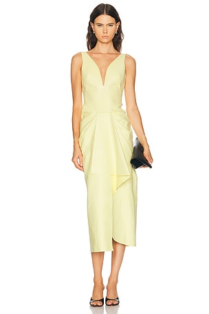 Givenchy V-Neck Leather Dress in Yellow