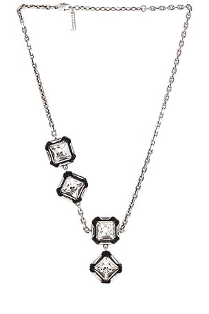 Givenchy Deconstructed Crystals Chain Necklace in Metallic Silver