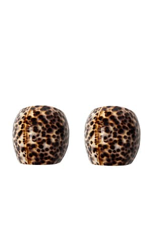 Gohar World Cowrie Shell Napkin Ring Set Of 2 in Brown