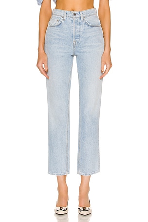 GRLFRND Cassidy Mid Rise Straight in Denim-Light