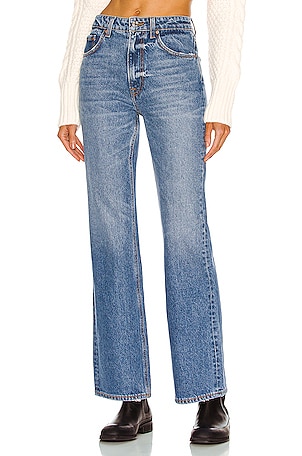 GRLFRND Melanie Petite High Rise Boot Cut in Denim-Medium