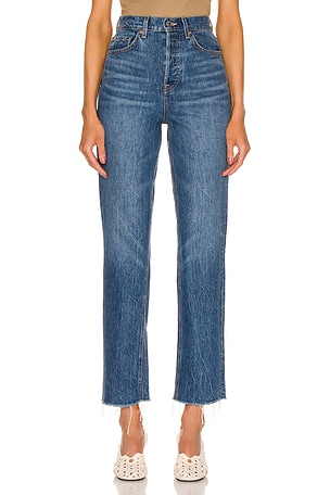 GRLFRND Cassidy Mid Rise Straight in Denim-Medium