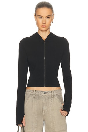 GRLFRND Shrunken Zip Hoodie in Black