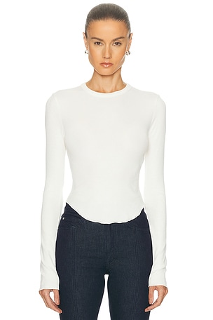 GRLFRND Scoop Hem Long Sleeve Tee in White