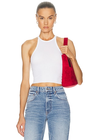 GRLFRND Cropped Racer Tank in White