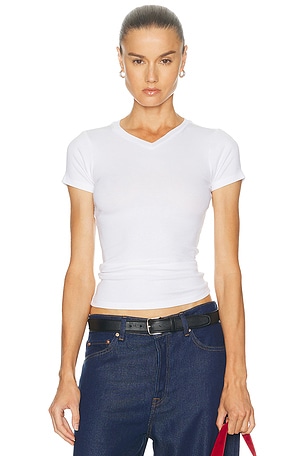 GRLFRND V-neck Slim Fit Tee in White