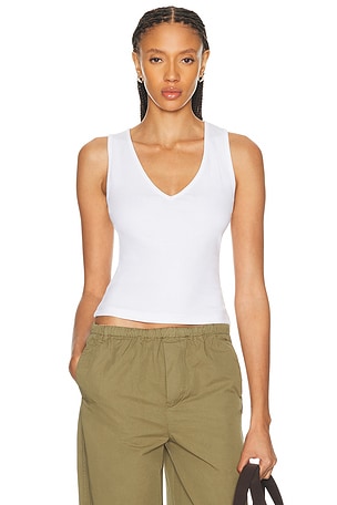 GRLFRND V-neck Muscle Tank in White