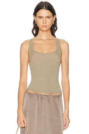 GRLFRND Essential Racerback Tank in Olive