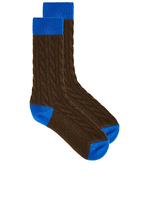 Guest In Residence The Cable Socks in Chocolate