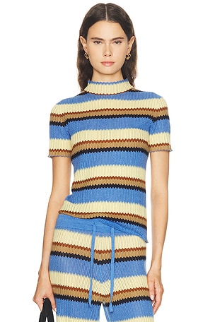 Guest In Residence Palazzo Top in Blue,Yellow