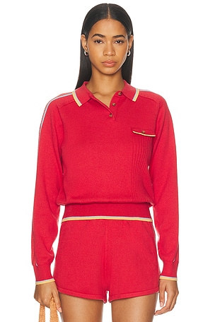 Guest In Residence Relay Polo Top in Red