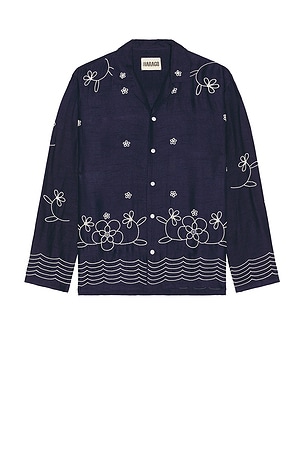 HARAGO Bead Embroidered Shirt in Blue