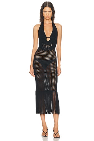 HAELO Double Two-toned Fringe Dress in Black