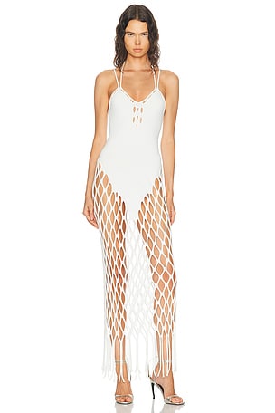 HAELO Wing Net Maxidress in White