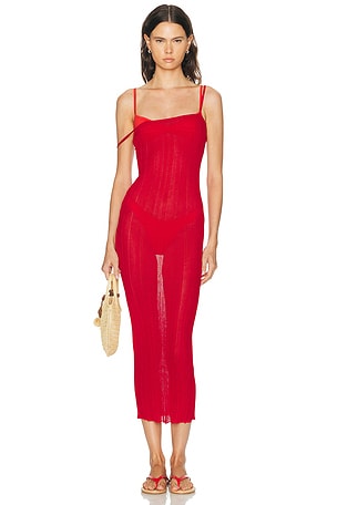 HAIGHT. Ivana Midi Knit Dress in Red