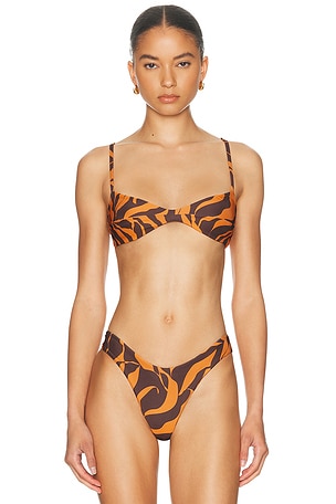 HAIGHT. Adjustable Monica Bikini Top in Brown,Orange