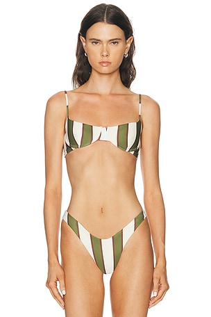 HAIGHT. Ligia Bikini Top in Olive,White