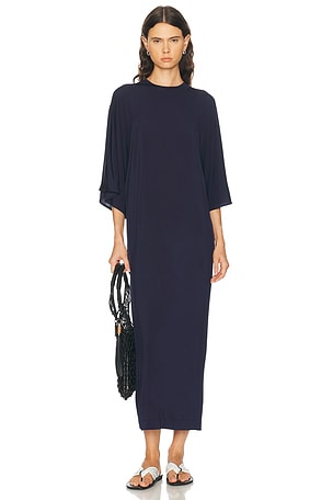 House of Dagmar Jersey Kimono Dress in Navy