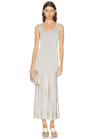 House of Dagmar Fluid Knit Dress in Metallic Silver