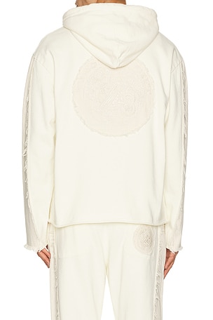 Honor The Gift Denim Panel Hoodie in Cream