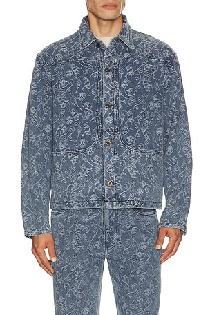 Honor The Gift Floral Utility Jacket in Blue