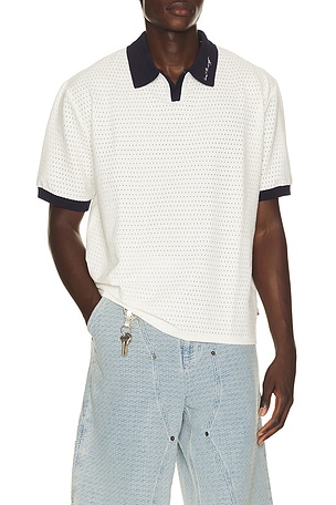 Honor The Gift Pique Colorblock Polo in Cream