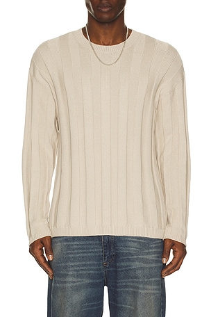 Helmut Lang Wide Rib Crew Sweater in Grey
