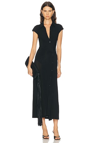 Helmut Lang Short Sleeve Twist Dress in Black