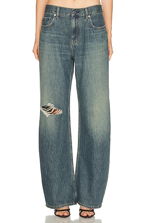 Helmut Lang Relaxed Destroyed Bootcut Leg in Blue