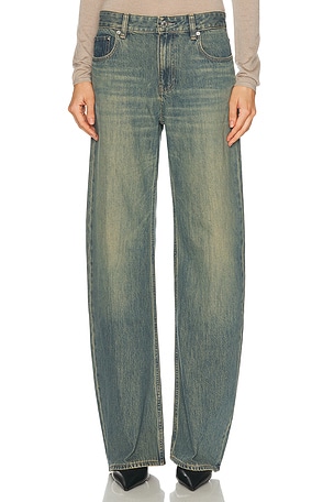 Saint Laurent High Waisted Wide Leg Jeans in Michigan Blue | FWRD