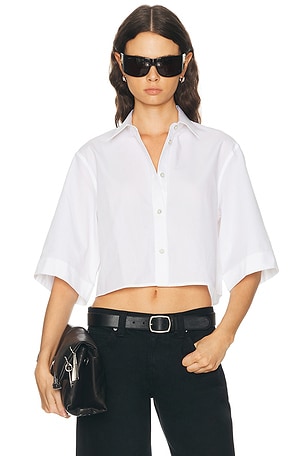 Helmut Lang Crop Trench Shirt in White