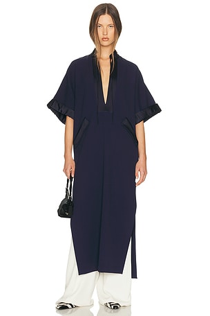 Helsa The Magda Dress in Thick Crepe in Navy