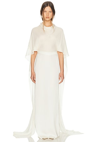 Helsa Mix Media Scarf Dress in Ivory