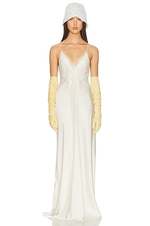 Helsa Mix Media Slip Dress in Ivory