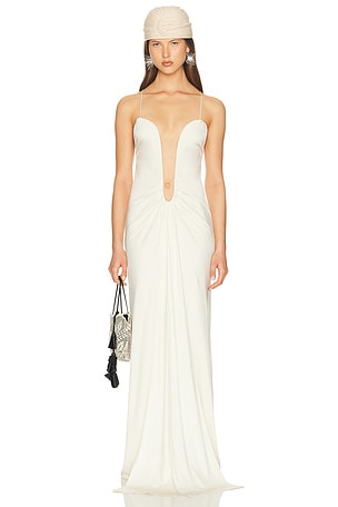 Helsa The Roksanna Draped Dress in Ivory