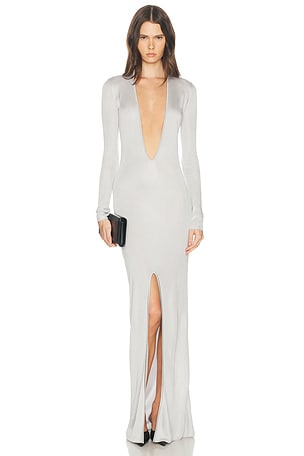 Christopher Esber Arced Ruched Lycra Dress in Mineral Turquoise | FWRD