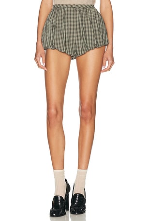 Helsa Novelty Puff Shorts in Green,Brown