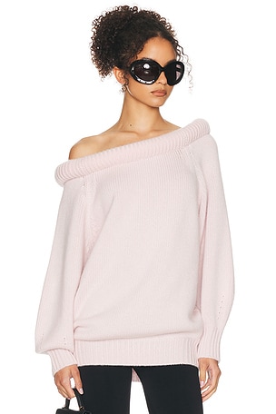 Helsa Cressidia Off Shoulder Sweater in Pink