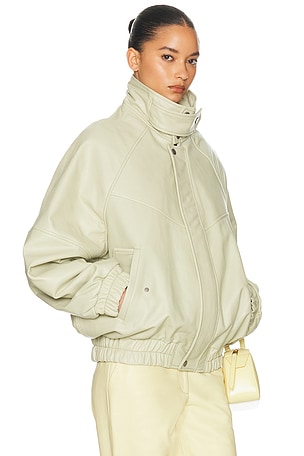 Helsa The Oversized Leather Bomber in Mint