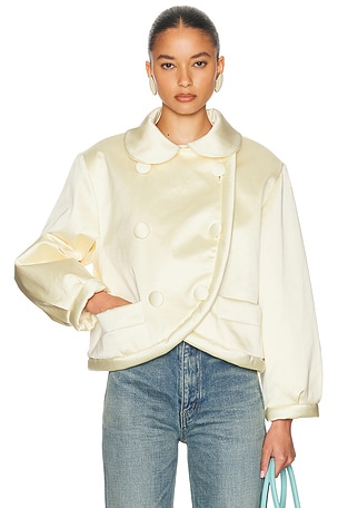 Helsa Sateen Puff Jacket in Lemon