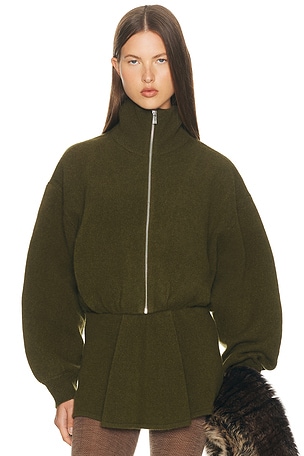 Helsa Josefine Knit Oversized Bomber in Olive