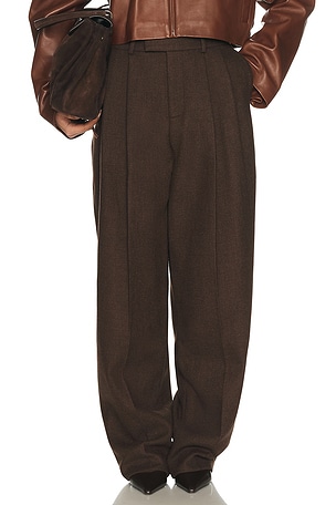 Helsa Italian Wool Blend Extra Full Trousers in Chocolate