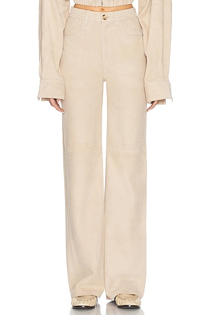 Helsa Suede 5 Pocket Pants in Beige