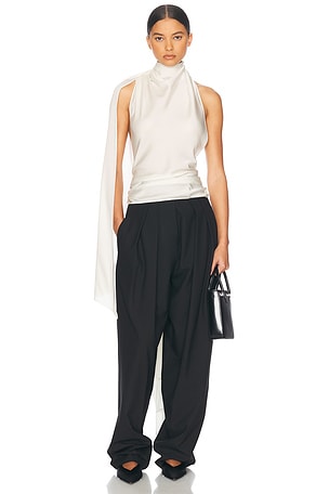 Helsa Natasha Silk Halter in White