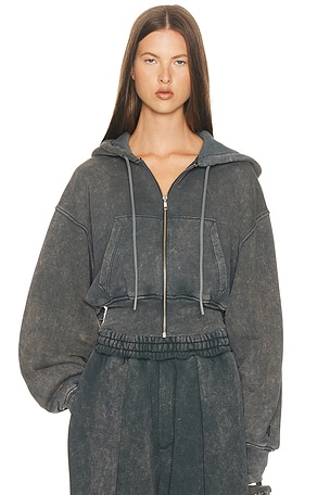 Helsa The Full Zip Hoodie in Fleece in Black