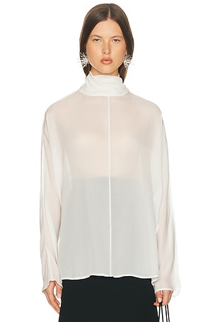 Helsa Dolman Popover Top in Cupro in Ivory