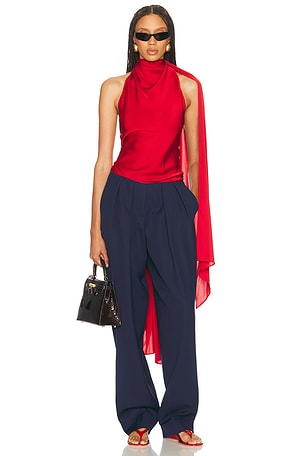 Helsa Natasha Silk Halter in Red