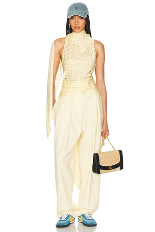 Helsa Natasha Silk Halter in Yellow
